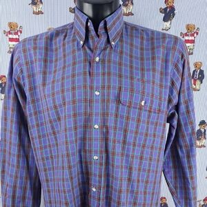Vintage Levi's 80s Colorgraphs blue & red plaid button-up long sleeve LG shirt